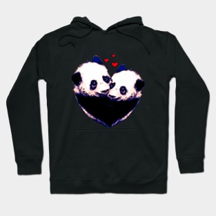 Panda in love, lovers couple cute, panda bear vintage syle Hoodie